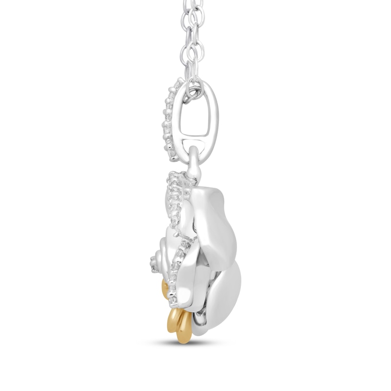 Main Image 2 of Diamond Flower & Bumble Bee Necklace 1/20 ct tw Sterling Silver & 14K Yellow Gold 18"