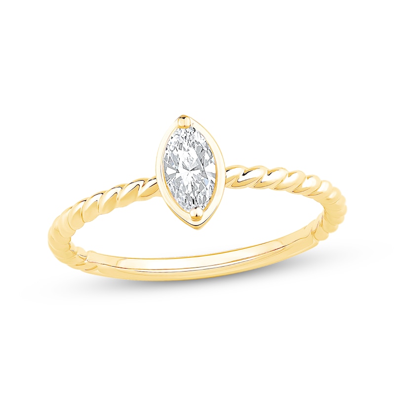 Main Image 1 of Adore Marquise-Cut Diamond Solitaire Rope Shank Engagement Ring 1/4 ct tw 14K Yellow Gold (I/I1)