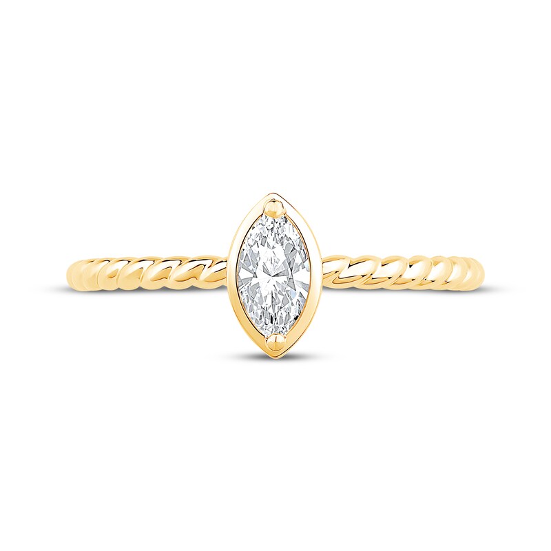 Main Image 3 of Adore Marquise-Cut Diamond Solitaire Rope Shank Engagement Ring 1/4 ct tw 14K Yellow Gold (I/I1)