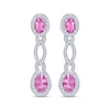 Thumbnail Image 2 of Oval-Cut Pink Lab-Created Sapphire Drop Earrings Sterling Silver