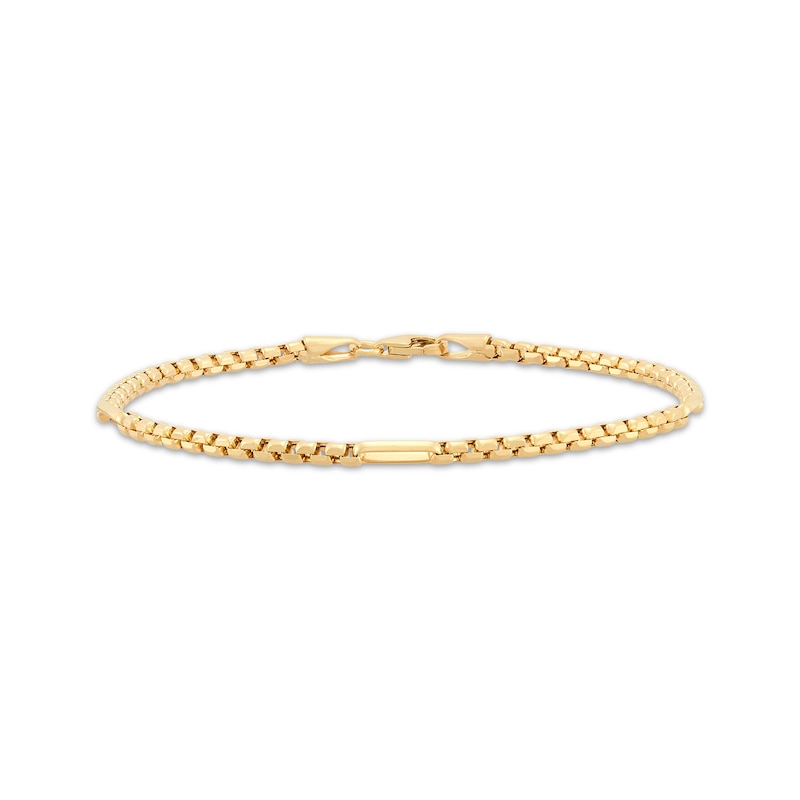 Main Image 1 of Rounded Box Chain Station Bracelet 2.45mm Hollow 10K Yellow Gold 7.5"