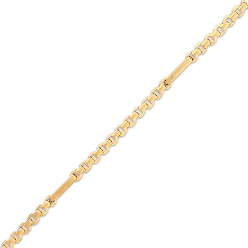 Main Image 2 of Rounded Box Chain Station Bracelet 2.45mm Hollow 10K Yellow Gold 7.5"