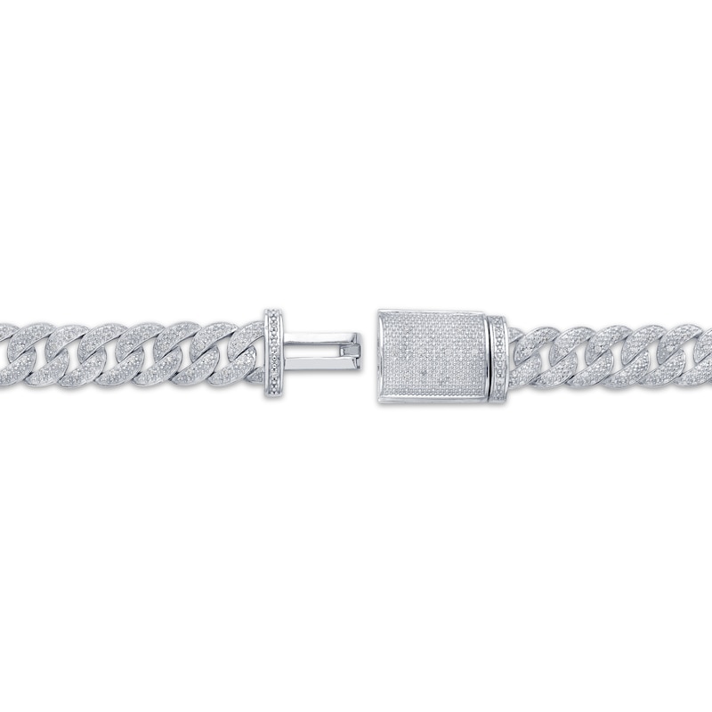 Main Image 3 of Men's Diamond Cuban Curb Chain Necklace 2 ct tw Sterling Silver 22"