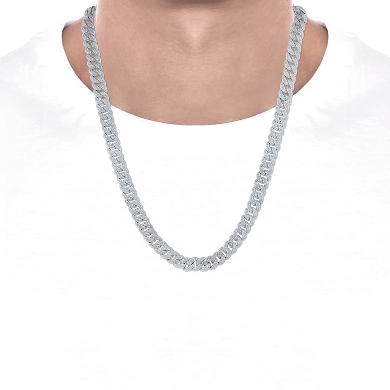 Main Image 4 of Men's Diamond Cuban Curb Chain Necklace 2 ct tw Sterling Silver 22"