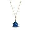 Thumbnail Image 1 of Cirari Couture Angled Trillion-Cut London Blue Topaz & Diamond Necklace 1/8 ct tw 14K Yellow Gold 18"