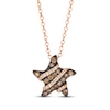 Thumbnail Image 1 of Godiva x Le Vian Diamond Striped Star Necklace 1/2 ct tw 14K Strawberry Gold 19"