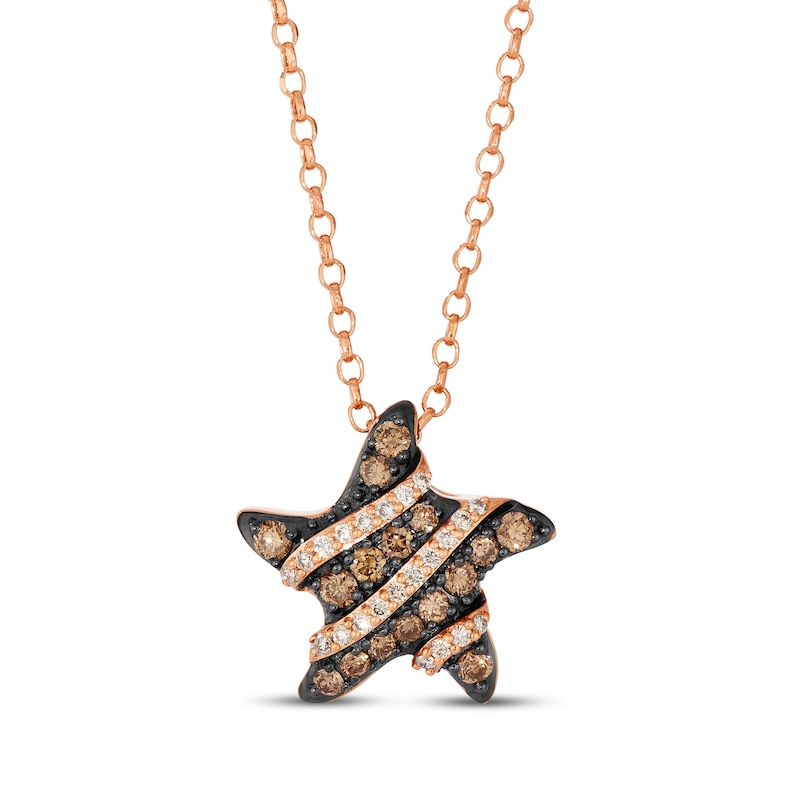 Main Image 1 of Godiva x Le Vian Diamond Striped Star Necklace 1/2 ct tw 14K Strawberry Gold 19"