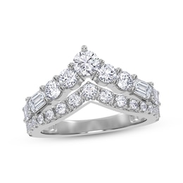 KAY Lab-Grown Diamonds Round & Emerald-Cut Chevron Ring 1-1/2 ct tw 14K White Gold