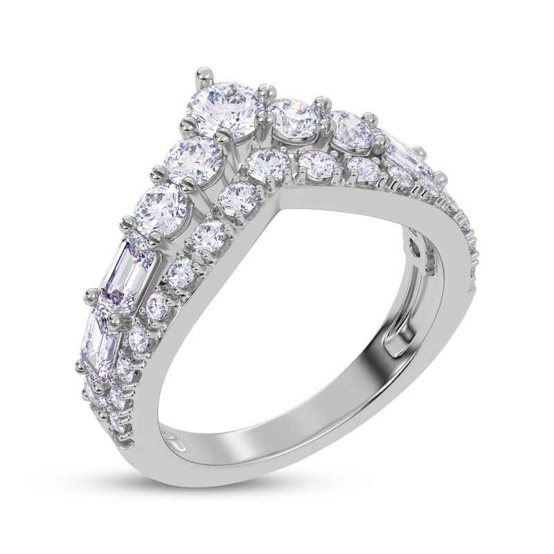Main Image 2 of KAY Lab-Grown Diamonds Round & Emerald-Cut Chevron Ring 1-1/2 ct tw 14K White Gold