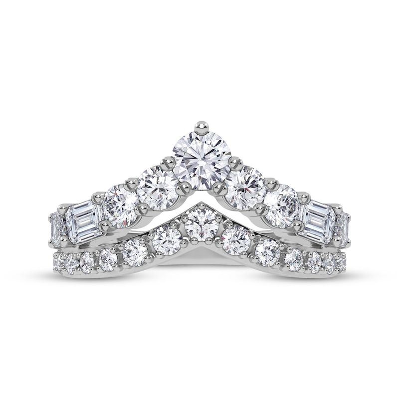 Main Image 3 of KAY Lab-Grown Diamonds Round & Emerald-Cut Chevron Ring 1-1/2 ct tw 14K White Gold