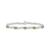 Thumbnail Image 1 of Oval-Cut Peridot & White Lab-Created Sapphire Infinity Link Bracelet Sterling Silver 7.5"