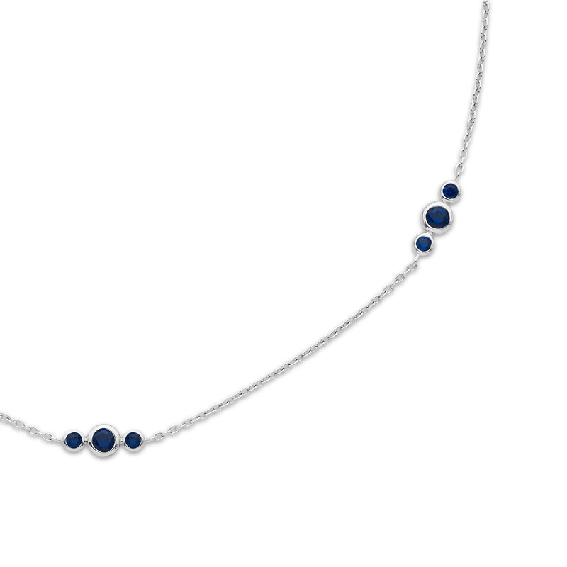 Main Image 2 of Blue Lab-Created Sapphire Station Necklace Sterling Silver 19"