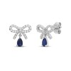 Thumbnail Image 1 of Pear-Shaped Blue Lab-Created Sapphire & White Lab-Created Sapphire Bow Drop Earrings Sterling Silver