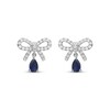 Thumbnail Image 2 of Pear-Shaped Blue Lab-Created Sapphire & White Lab-Created Sapphire Bow Drop Earrings Sterling Silver