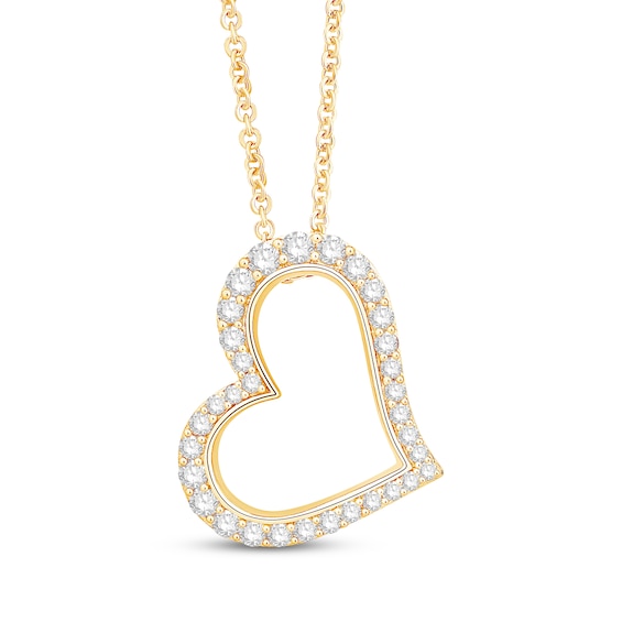 KAY Lab-Grown Diamonds Sideways Heart Necklace 1 ct tw 10K Yellow Gold 18"