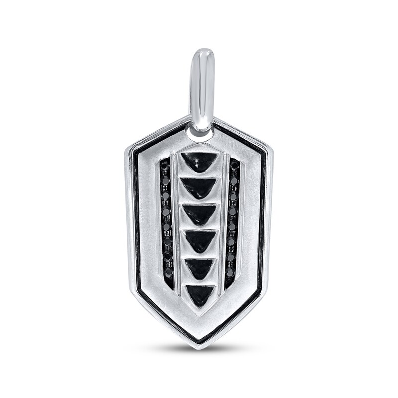 Main Image 1 of Men's Black Diamond Hexagon Charm 1/5 ct tw Sterling Silver
