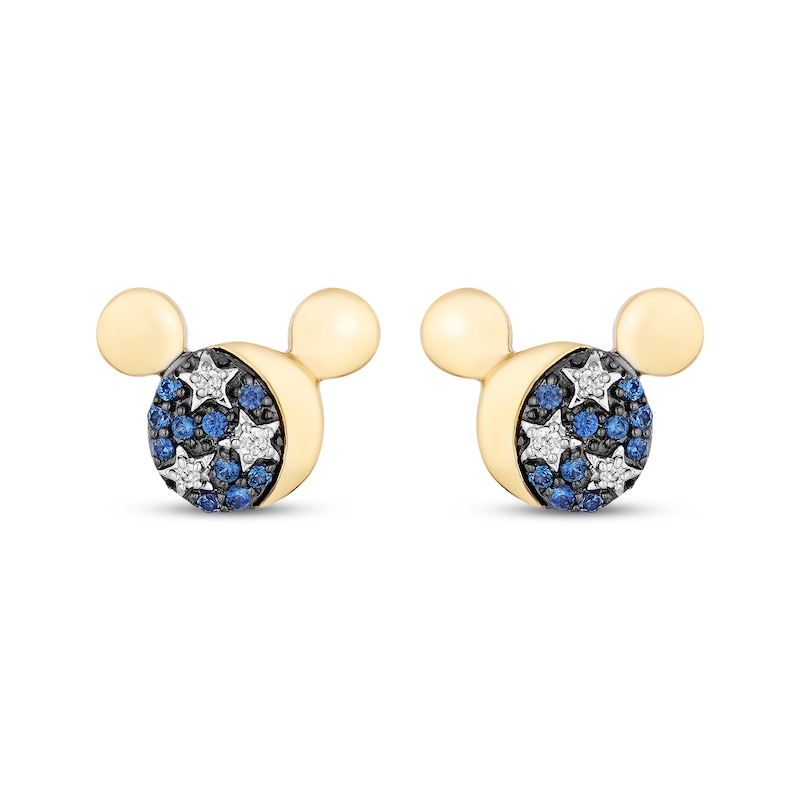 Main Image 2 of Disney Treasures Mickey Mouse Blue Sapphire & Diamond Celestial Earrings 1/20 ct tw Sterling Silver & 10K Yellow Gold
