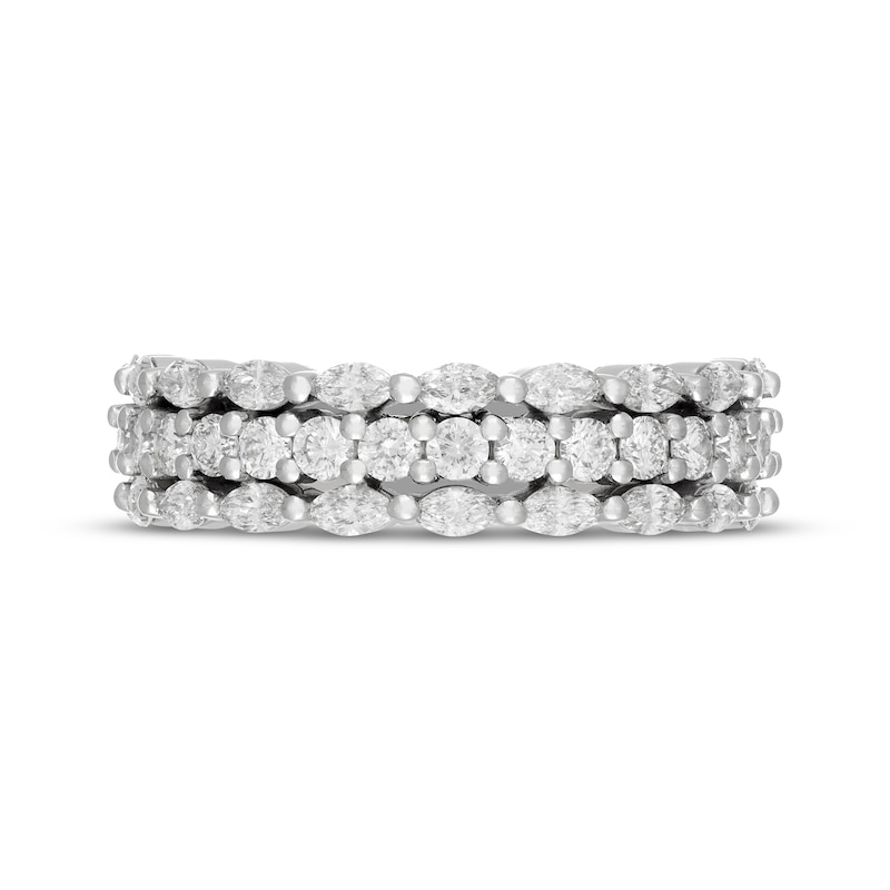 Main Image 3 of Neil Lane Artistry Marquise & Round-Cut Lab-Grown Diamond Three-Row Anniversary Ring 1-1/4 ct tw 14K White Gold