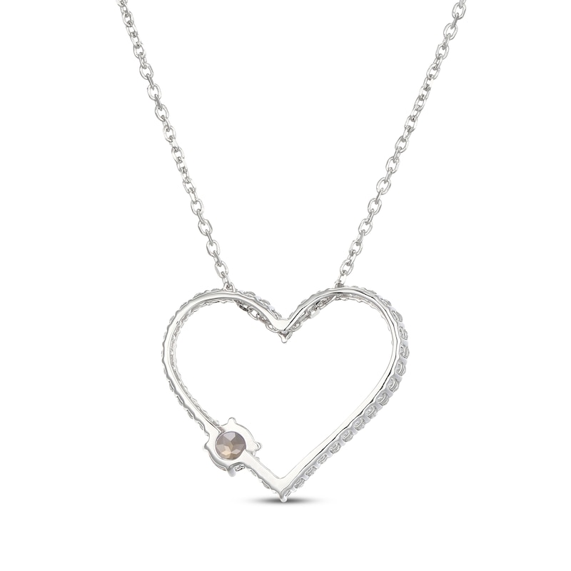 Main Image 3 of Citrine & White Lab-Created Sapphire Heart Necklace Sterling Silver 18"