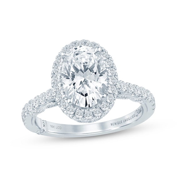 Monique Lhuillier Bliss Oval-Cut Lab-Grown Diamond Halo Engagement Ring 2-3/4 ct tw 18K White Gold