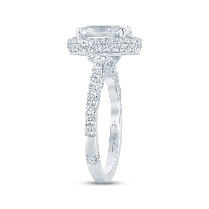 Main Image 2 of Monique Lhuillier Bliss Oval-Cut Lab-Grown Diamond Halo Engagement Ring 2-3/4 ct tw 18K White Gold