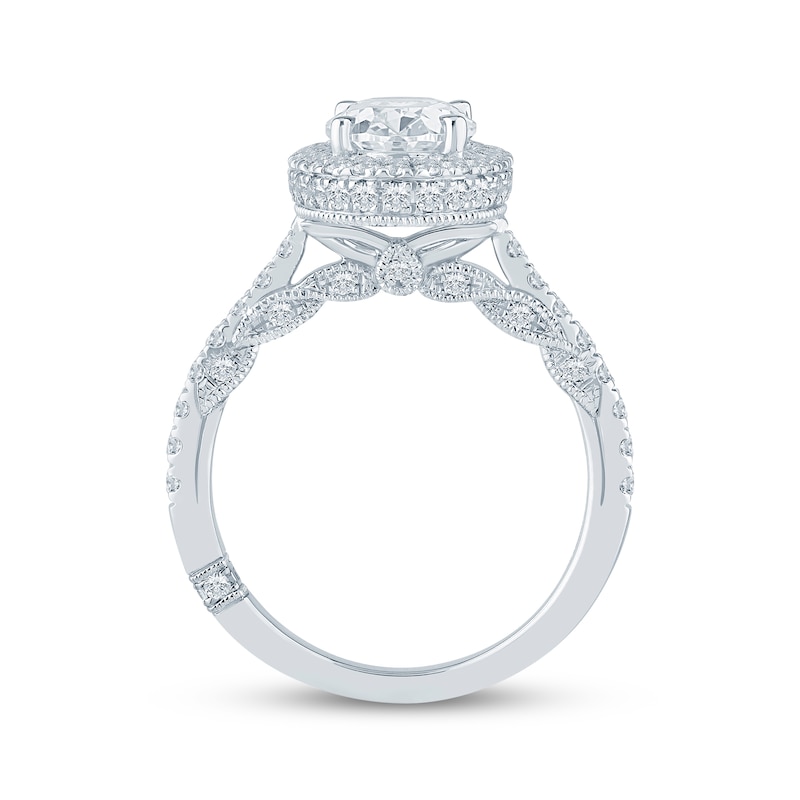 Main Image 3 of Monique Lhuillier Bliss Oval-Cut Lab-Grown Diamond Halo Engagement Ring 2-3/4 ct tw 18K White Gold