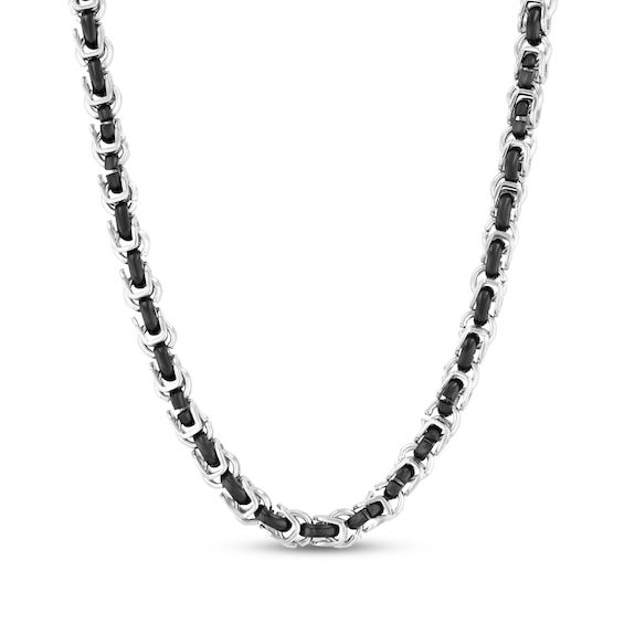 5.5mm Horseshoe Chain Necklace Solid Stainless Steel & Black Ion Plating 24"