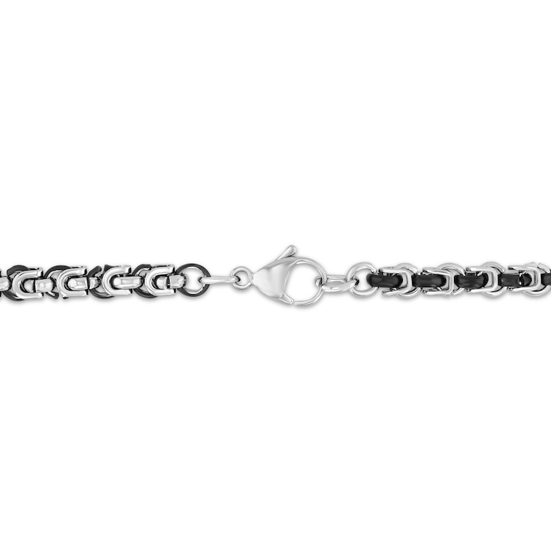 Main Image 3 of 5.5mm Horseshoe Chain Necklace Solid Stainless Steel & Black Ion Plating 24"