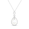 Thumbnail Image 1 of Cultured Pearl & White Lab-Created Sapphire Twist Frame Necklace Sterling Silver 18"