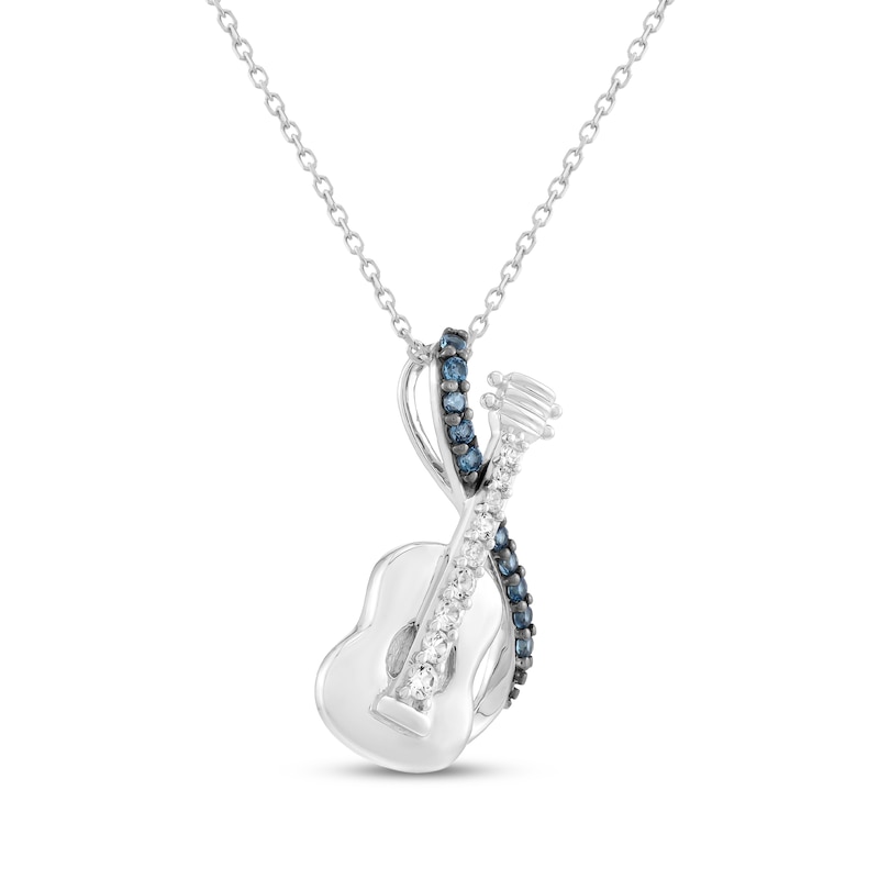 Main Image 2 of London Blue Topaz & White Lab-Created Sapphire Guitar Necklace Sterling Silver 18"