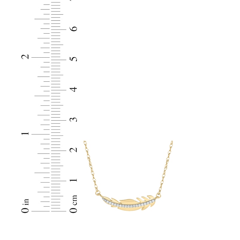 Main Image 3 of Diamond Sideways Feather Necklace 1/20 ct tw 10K Yellow Gold 18"