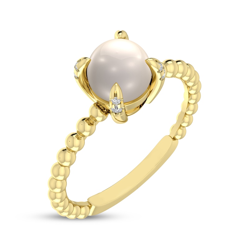 Main Image 2 of Cultured Pearl & Diamond Accent Ring 10K Yellow Gold