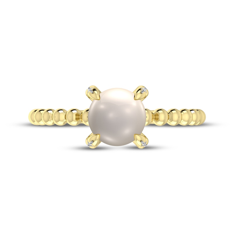 Main Image 3 of Cultured Pearl & Diamond Accent Ring 10K Yellow Gold