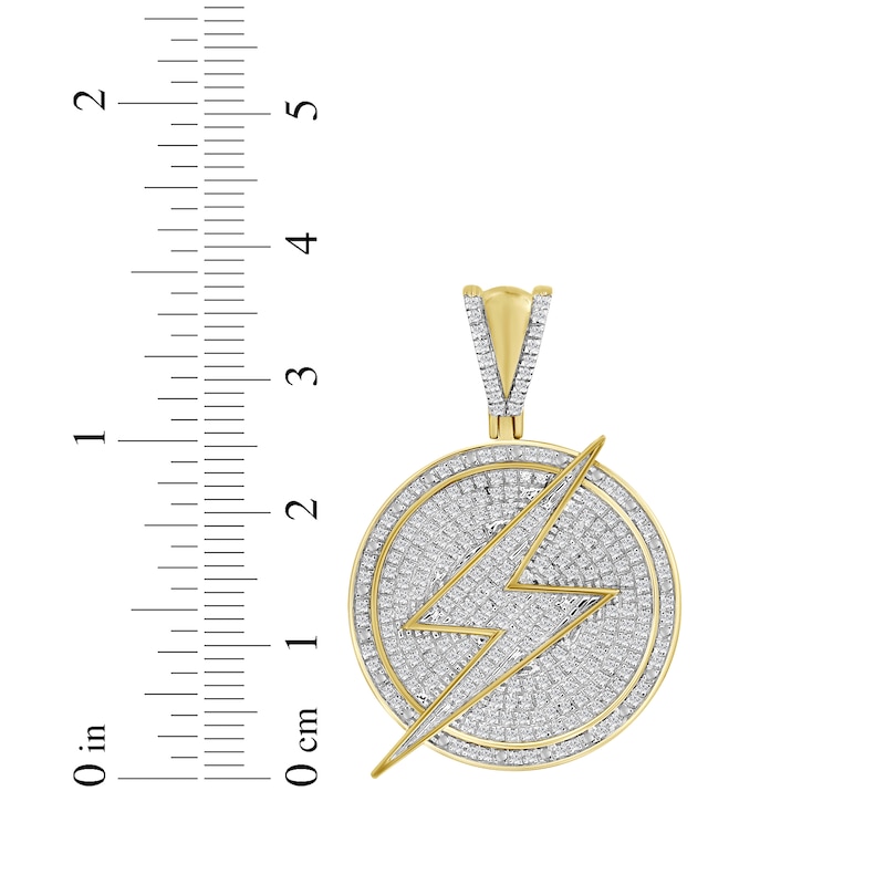 Main Image 3 of Men's Diamond Lightning Bolt Circle Charm 1/2 ct tw 10K Yellow Gold