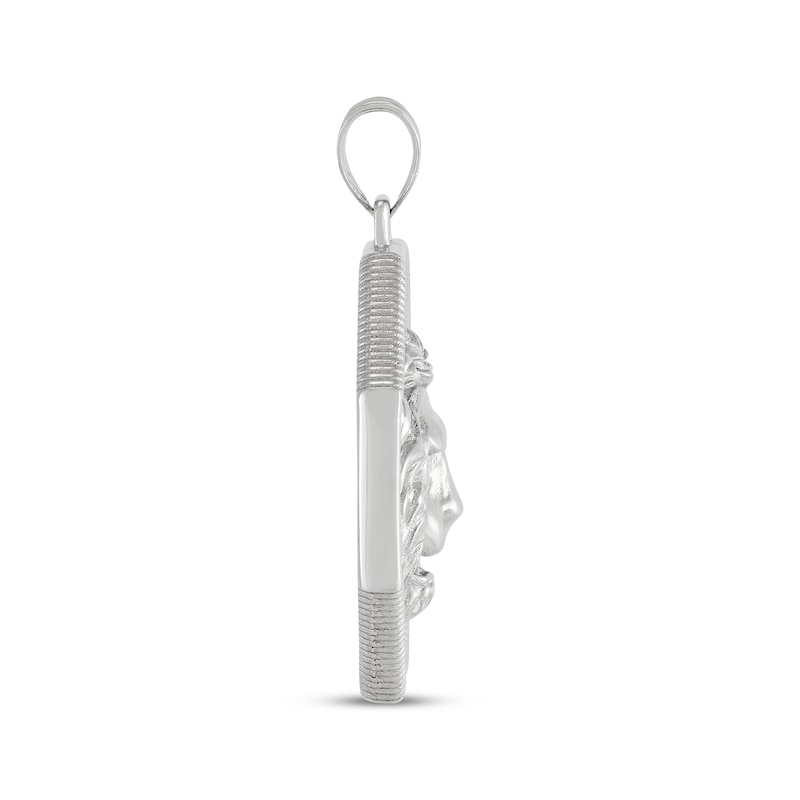 Main Image 3 of Men's Octagon Lion's Head Medallion Charm Sterling Silver