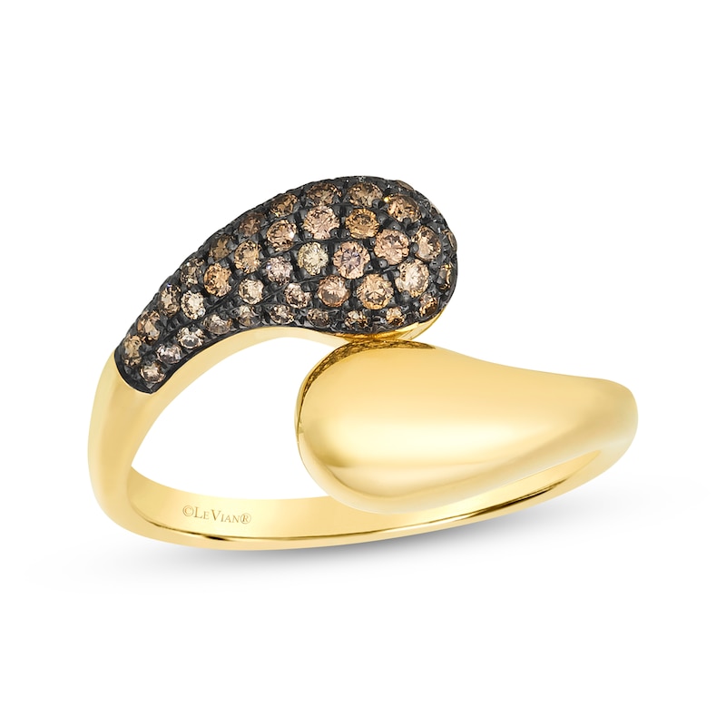 Main Image 1 of Le Vian Chocolate Diamond Teardrop Bypass Ring 1/3 ct tw 14K Honey Gold