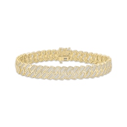 Men's Lab-Grown Diamond Link Bracelet 4 ct tw 24K Yellow Gold Vermeil Sterling Silver 8.5"