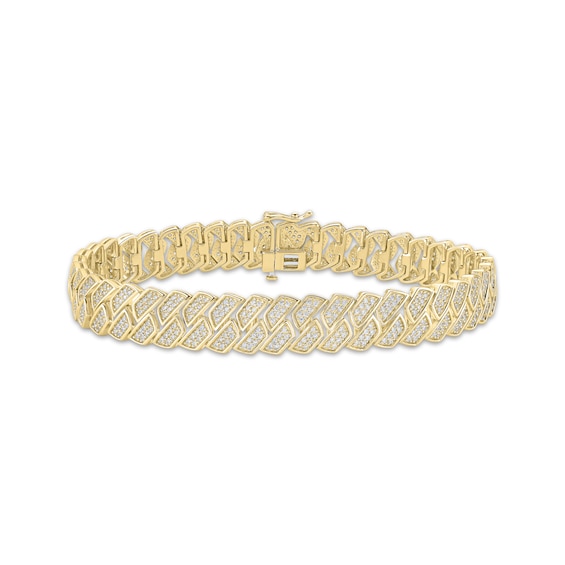 Men's Lab-Grown Diamond Link Bracelet 4 ct tw 24K Yellow Gold Vermeil Sterling Silver 8.5"