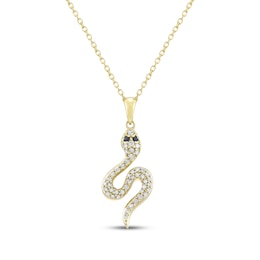 Black & White Diamond Snake Necklace 1/8 ct tw 10K Yellow Gold 18"