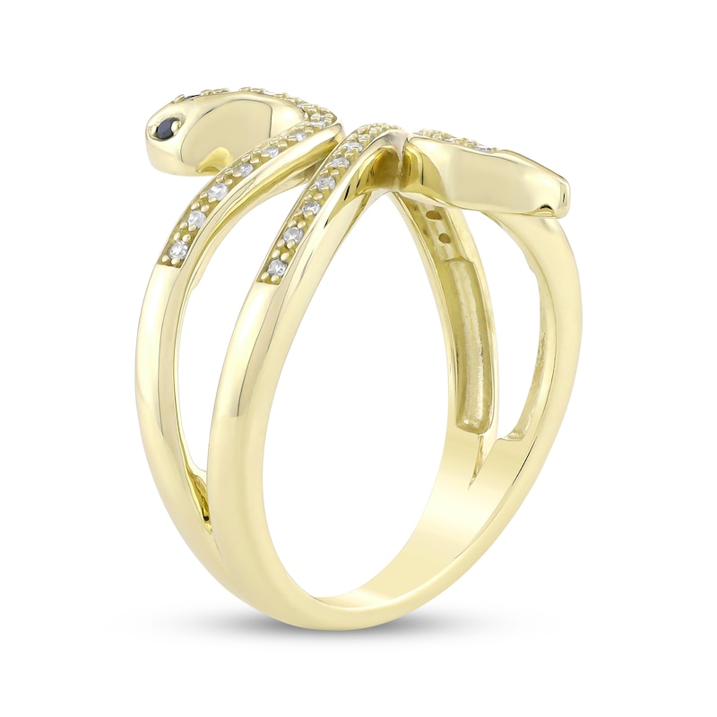 Main Image 2 of Black & White Diamond Snake Wrap Ring 1/8 ct tw 10K Yellow Gold