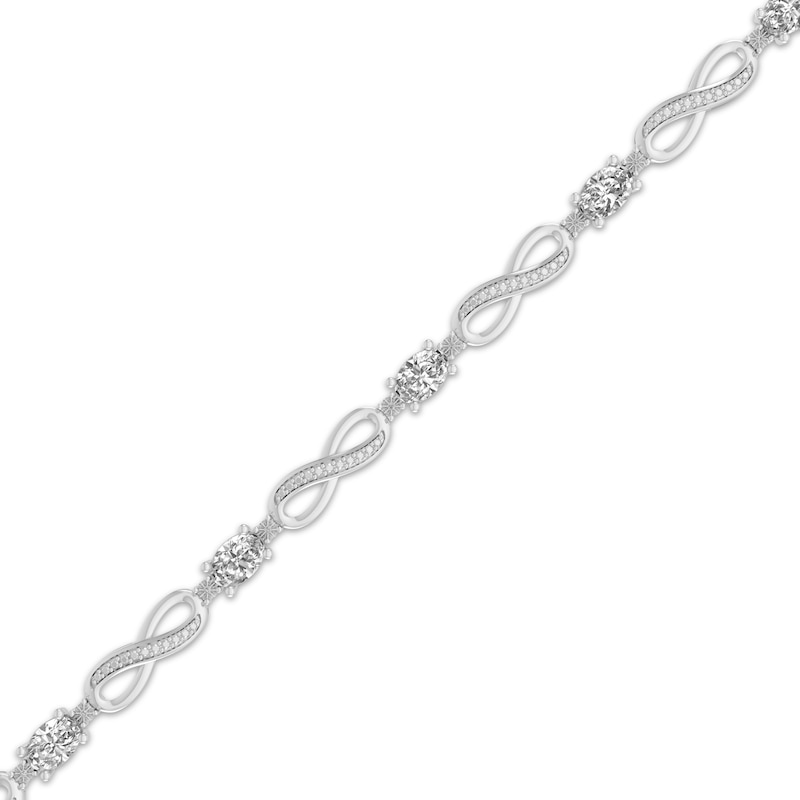 Main Image 2 of Oval-Cut White Lab-Created Sapphire & Diamond Accent Infinity Bracelet Sterling Silver 7.25"