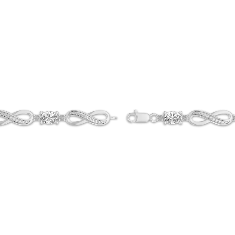 Main Image 3 of Oval-Cut White Lab-Created Sapphire & Diamond Accent Infinity Bracelet Sterling Silver 7.25"