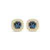 Thumbnail Image 2 of American Blue Sapphire & Diamond Halo Stud Earrings 1/6 ctw tw 10K Yellow Gold