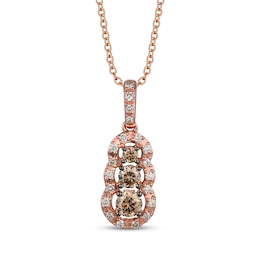 Le Vian Diamond Three-Stone Necklace 5/8 ct tw 14K Strawberry Gold 20"