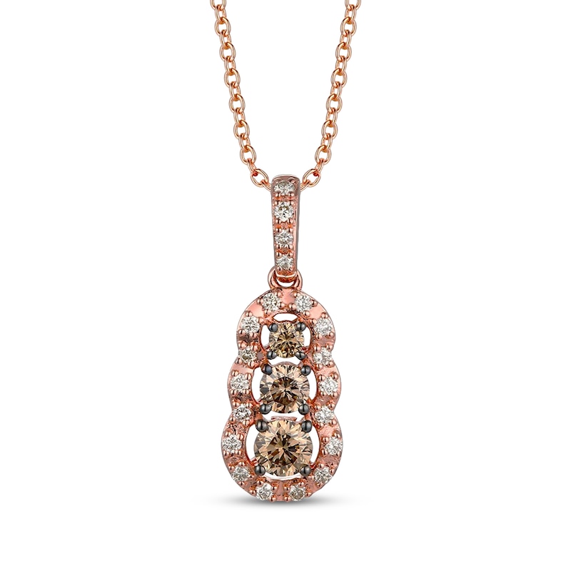 Main Image 1 of Le Vian Diamond Three-Stone Necklace 5/8 ct tw 14K Strawberry Gold 20"
