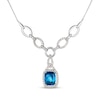 Thumbnail Image 1 of Le Vian Cushion-Cut Blue Topaz Link Drop Necklace 5/8 ct tw Diamonds 14K Vanilla Gold 19"