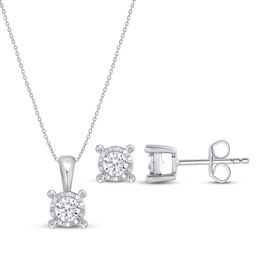 Radiant Reflections Round-Cut Lab-Grown Diamond Solitaire Gift Set 5/8 ct tw Sterling Silver (I/SI2)