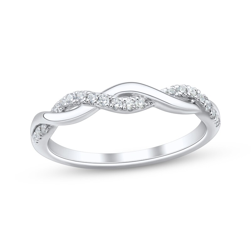 Main Image 1 of Diamond Twist Fashion Ring 1/8 ct tw 10K White Gold
