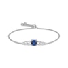 Thumbnail Image 1 of Cushion-Cut Blue Lab-Created Sapphire & White Lab-Created Sapphire Bolo Bracelet Sterling Silver