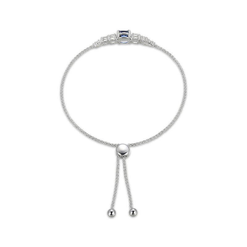Main Image 2 of Cushion-Cut Blue Lab-Created Sapphire & White Lab-Created Sapphire Bolo Bracelet Sterling Silver